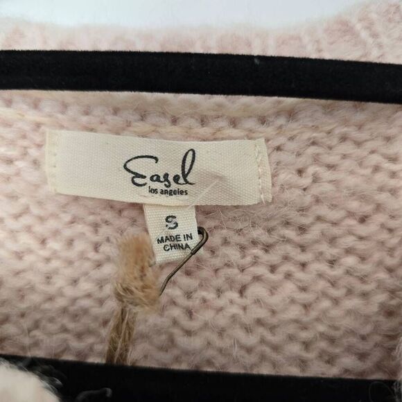 Easel Cropped Sweater Women's‎ Small Long Sleeve Crew Button Front Cardigan - Picture 4 of 8